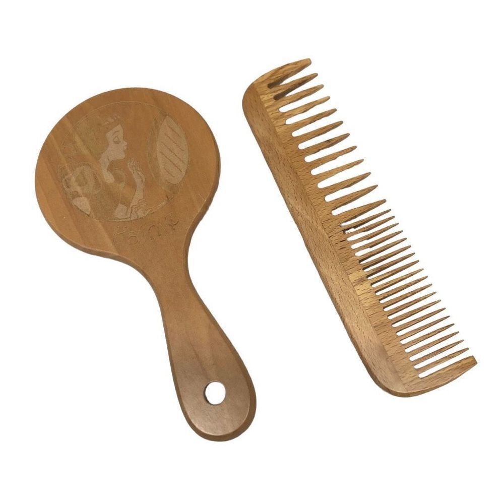 Snow white Mirror and Comb Set "KATHIE" on Mirror Wood Personalized
